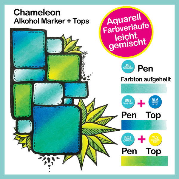 Chameleon Alkohol Marker Starter Kombi Set - Marker mit Tops CT1003