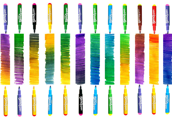 Blendy Pens Set- 8 Aquarell Marker mit Farbwechsel 1 Konturenstift 1 Farbwechsler