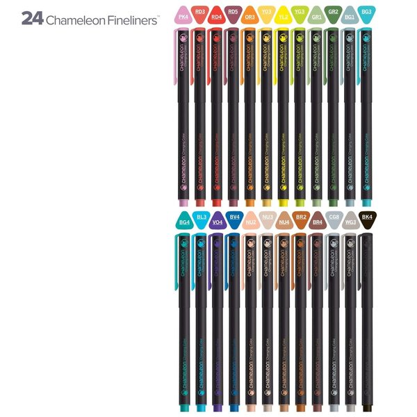 Chameleon 24 Fineliner Set Doppeltes Tintensystem mit Tinte im Stift und in der Kappe