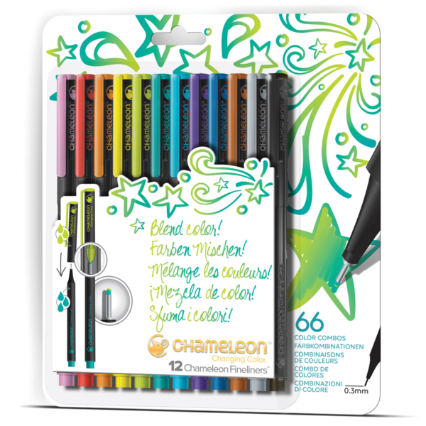Chameleon Fineliners -12 Stifte Malset-Leuchtende Farben-Bright Colors