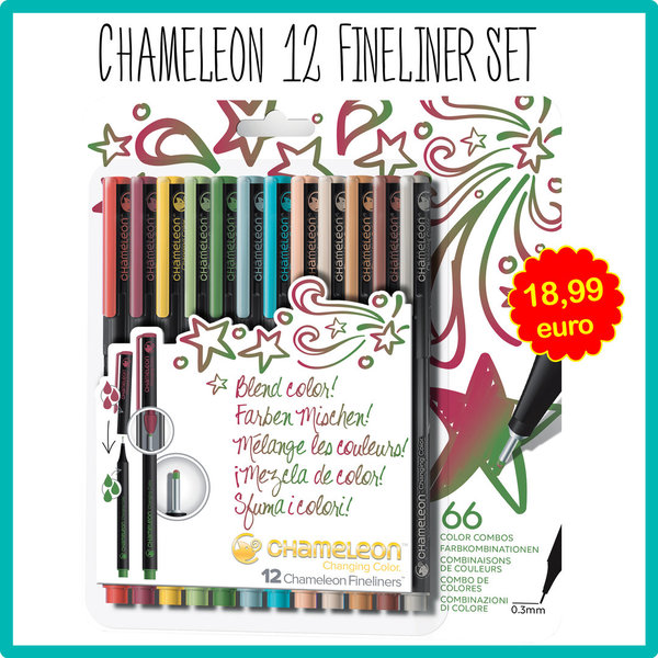 Chameleon 12 Fineliner Set Designer Farben