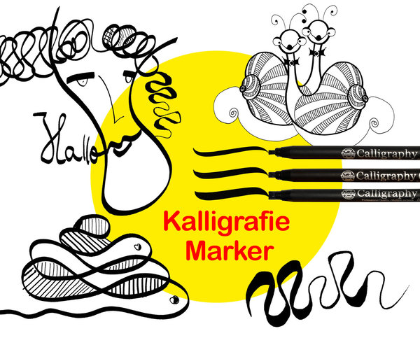 Calligraphy 3 Marker Set Kalligrafie Stifte mit schwarzer Tinte